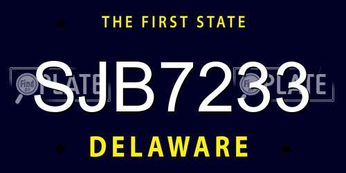 SJB7233 Delaware License Plate
