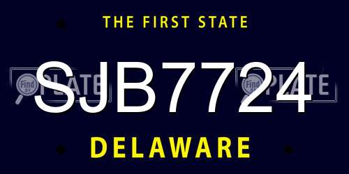 SJB7724 Delaware License Plate