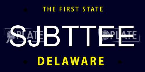 SJBTTEE Delaware License Plate