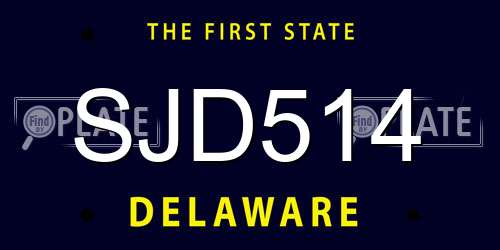 SJD514 Delaware License Plate