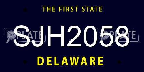SJH2058 Delaware License Plate