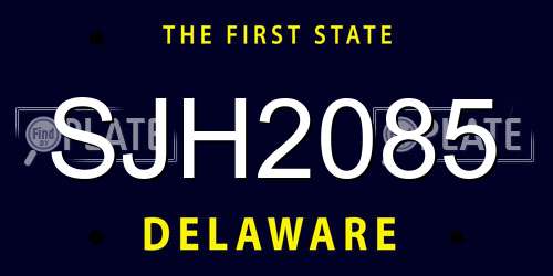 SJH2085 Delaware License Plate