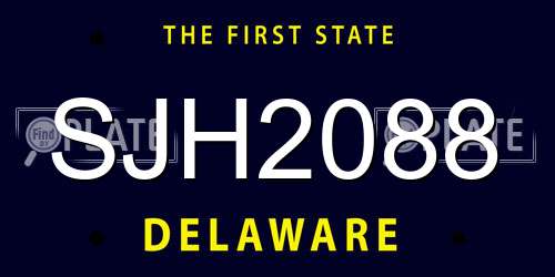 SJH2088 Delaware License Plate