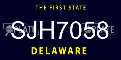 SJH7058 Delaware License Plate