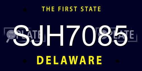 SJH7085 Delaware License Plate