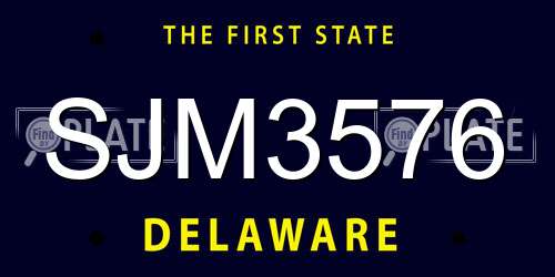 SJM3576 Delaware License Plate