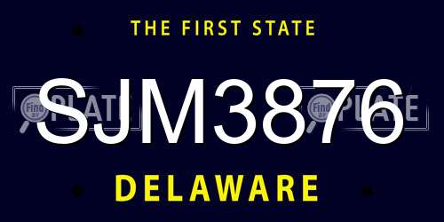 SJM3876 Delaware License Plate