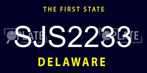 SJS2233 Delaware License Plate