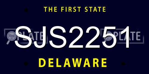 SJS2251 Delaware License Plate