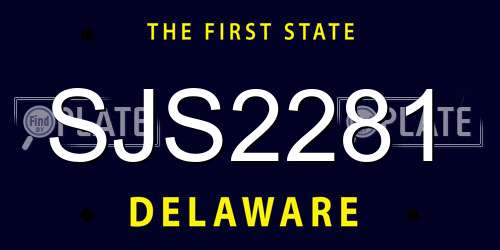 SJS2281 Delaware License Plate