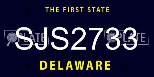 SJS2733 Delaware License Plate