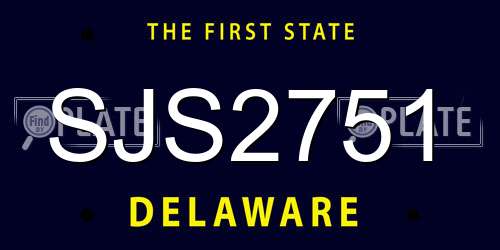 SJS2751 Delaware License Plate
