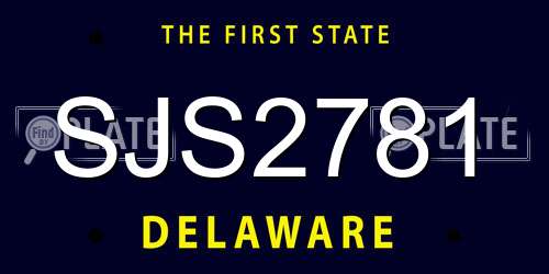 SJS2781 Delaware License Plate