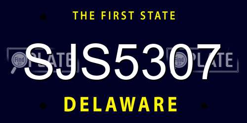 SJS5307 Delaware License Plate