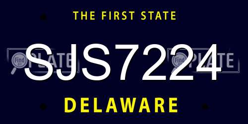 SJS7224 Delaware License Plate