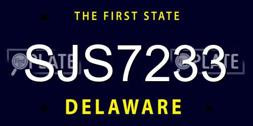 SJS7233 Delaware License Plate
