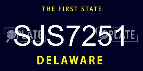 SJS7251 Delaware License Plate