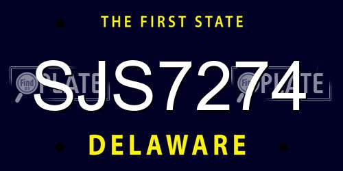 SJS7274 Delaware License Plate