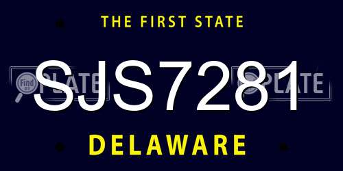 SJS7281 Delaware License Plate