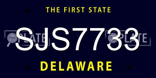SJS7733 Delaware License Plate