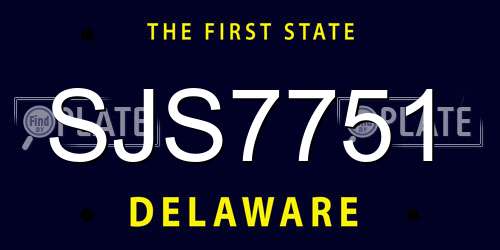 SJS7751 Delaware License Plate