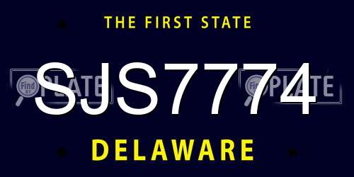 SJS7774 Delaware License Plate