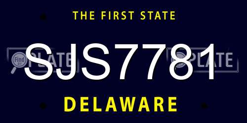 SJS7781 Delaware License Plate