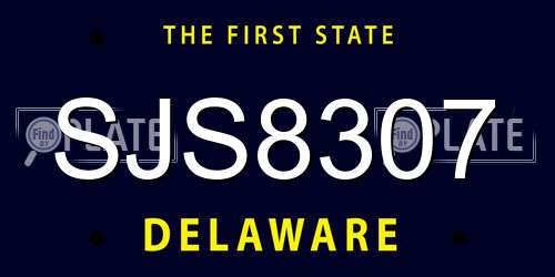 SJS8307 Delaware License Plate