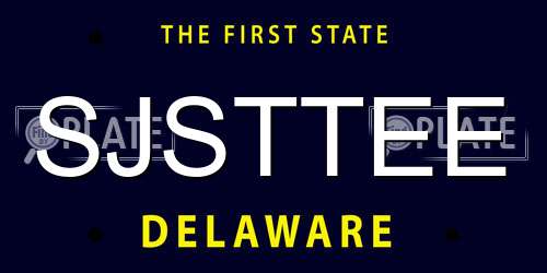 SJSTTEE Delaware License Plate