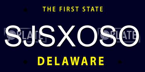 SJSXOSO Delaware License Plate