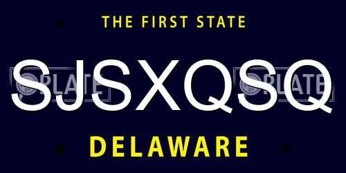 SJSXQSQ Delaware License Plate