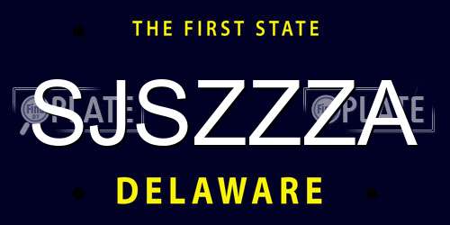 SJSZZZA Delaware License Plate