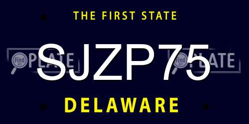 SJZP75 Delaware License Plate