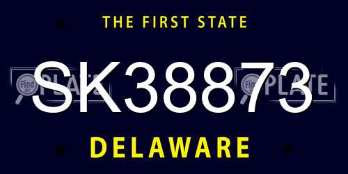 SK38873 Delaware License Plate