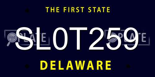 SL0T259 Delaware License Plate