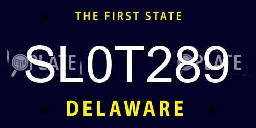 SL0T289 Delaware License Plate