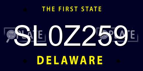 SL0Z259 Delaware License Plate