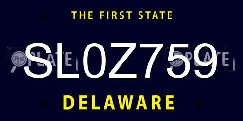 SL0Z759 Delaware License Plate