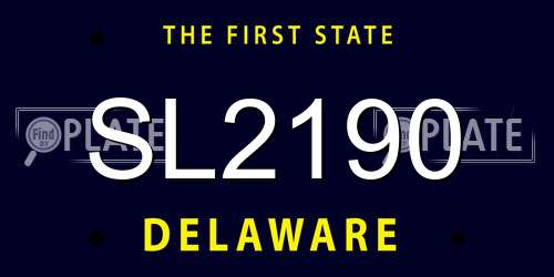 SL2190 Delaware License Plate