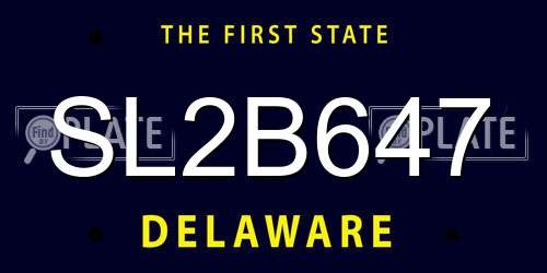 SL2B647 Delaware License Plate