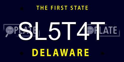 SL5T4T Delaware License Plate