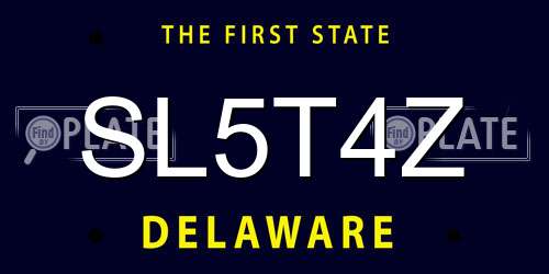 SL5T4Z Delaware License Plate