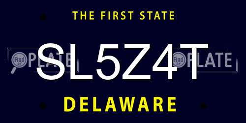SL5Z4T Delaware License Plate
