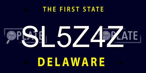 SL5Z4Z Delaware License Plate