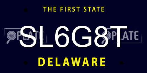 SL6G8T Delaware License Plate