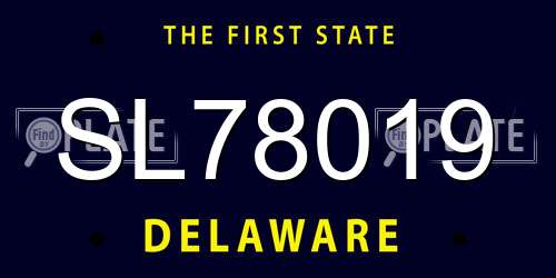 SL78019 Delaware License Plate