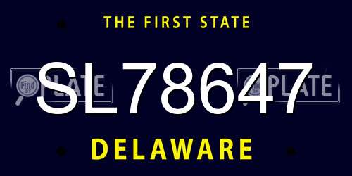 SL78647 Delaware License Plate