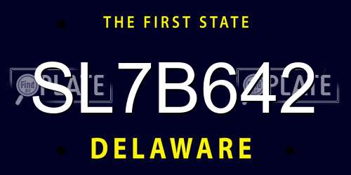 SL7B642 Delaware License Plate