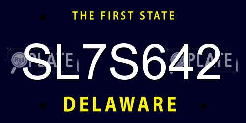 SL7S642 Delaware License Plate