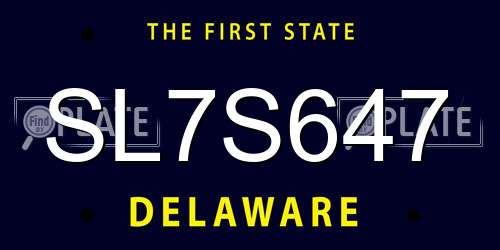 SL7S647 Delaware License Plate